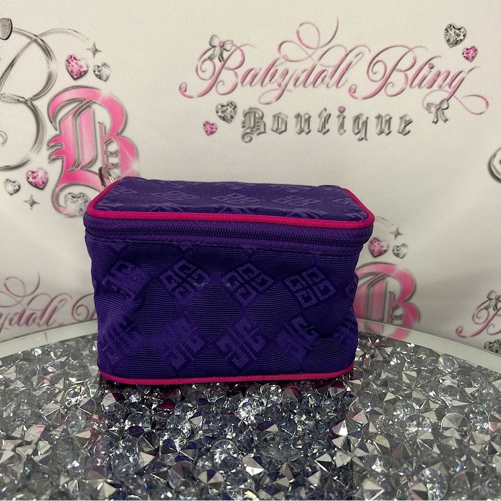 Givenchy parfums makeup bag with mirror cute mini purple monogram printed purple